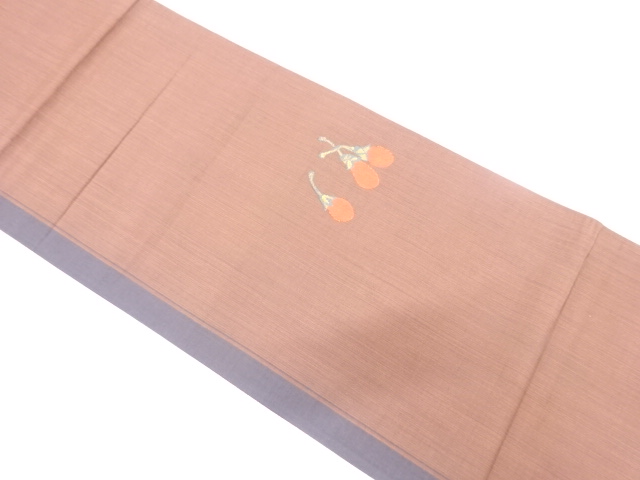 JAPANESE FUKURO OBI / WOVEN STRIPE & EGGPLANTS